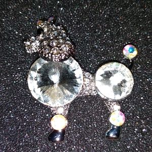 White Crystal Poodle Pin Brooch
